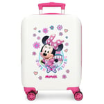 Joumma Disney Minnie Helpers Valise Cabine pour Enfant, fabriquée en ABS, matériau résistant, Quatre Roues Doubles à Rotation multidirectionnelle, Fermeture à Combinaison latérale, Blanc, Valise 50