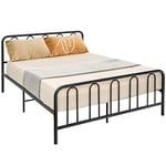 GIANTEX Cadre de lit en métal pour matelas de 160 x 200 cm, lit double en métal, cadre de lit avec tête de lit et pied de lit, espace de rangement sous le lit, lit adolescent moderne (208 x 164 x 101