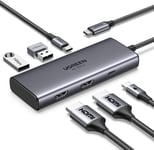 Revodok Hub USB C Double HDMI 8K30Hz 4K60Hz 6 en 1 Dock Station Accueil Adaptateur USB C vers USB 3.0 PD 100W Compatible avec MacBook Pro Air M3 M2 M1 Surface Pro Envy x360 ThinkPad X1