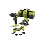 Perceuse-visseuse à percussion RYOBI 18V One+ Brushless - 2 Batteries 2,0Ah - Chargeur - Multitool OFFERT