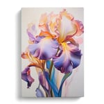 Iris Flower Hard Edge Painting Art No.2 Canvas Print for Living Room Bedroom Home Office Décor, Wall Art Picture Ready to Hang, 30x20 Inch (76x50 cm)