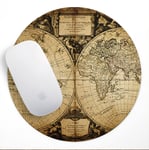 Round Retro Vintage World Map  UK Non Slip Mouse Mat Pad PC Laptop Gaming