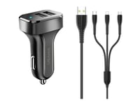 Usams Charger Usams Load. Alone. 2Xusb C13 2,1A 3In1 (Microusb/Usb-C/Lightning) Black/Black Ntu35ytsc13tz