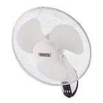 Draper Ventilateur mural oscillant avec télécommande, 40,6 cm, 3 vitesses, blanc 70975