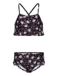 Bikini W. Frills, Aop Black Color Kids