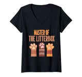 Womens Master of the Litterbox Cat Dad V-Neck T-Shirt