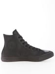 Converse Mens Tonal Leather Hi Top Trainers - Black, Black/Black, Size 6, Men