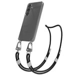 For Samsung Galaxy S24 Phone Chain Phone Strap Carabiner Transparent Cover Black