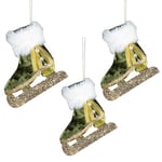 Lot de 3 Mini Bottes de Patin à Glace Vertes 11 x 12 cm – Décorations à Suspendre pour Sapin de Noël – Ornements décoratifs festifs sur Le thème des Contes de fées