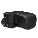 MegaGear MG1660 Ever Ready - Étui de Protection en Cuir avec Bandoulière Compatible avec Sony Alpha A6100, A6400 (18-135mm) - Noir