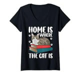 Womens Home Is Where The Cat Is V-Neck T-Shirt