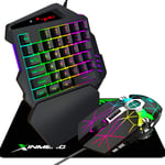 PS4 Gaming Keyboard & Game Mouse & Mice Pad Set, Wired One-Handed RGB Backlit 35 Keys Portable Mini Gaming Keypad and Programmable Game Mice, for PS3 PS4 PS5, XBOX 360, XBOX one, SWITCH (Black)
