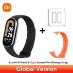 Xiaomi-Bracelet Connect¿¿ Smart Band 8",Version Globale,¿¿Cran Amoled 1.62 "",Surveillance De La Fr¿¿Quence Cardiaque,Oxyg¿¿Ne Sanguin,"150 + Modes Sportifs - Type Black N Orange Strap