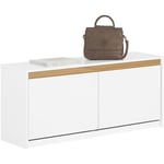 Sobuy - FSR171-W Banc de Rangement à Chaussures 2 Abattants, Meuble d'Entrée, Meuble à Chaussures avec Un Compartiment Supérieur, pour Entrée, Salon,