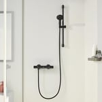 GROHE Precision Trend Thermostatic Cool Touch Shower Mixer with Vitalio Start 110 Shower Set (Wall-Mounted, Safety Functions, Hand Shower 2 Sprays, Hose 1.75m, Rail 60cm, Water Saving), Matt Black