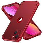 ORETECH for iPhone 13 Case, with [2 x Tempered Glass Screen Protector] [Camera Protection] [Military Grade Protective] Full Body Shockproof Slim Fit Rubber Bumper iPhone 13 Phone Case Cover - Red