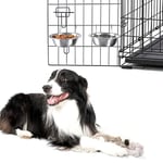 Petmaker Lot de 2 gamelles en Acier Inoxydable pour Chien – Cage, Niche et Cage à Suspendre pour Nourriture et Eau – 590 ML chacune et passent au Lave-Vaisselle