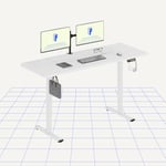 FLEXISPOT Electric Standing Desk 160x60cm Sit Stand Table Height Adjustable Desk with Hook for Home Office, White