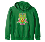 Ayahuasca Shaman - Colorful, Wise Owl of the Sacred Journey Zip Hoodie