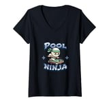 Womens Pool Ninja Billiards Player Playing Billiard Ninja V-Neck T-Shirt