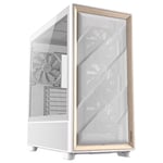 Antec FLUX ARGB Gaming Case Glass Side E-ATX Mesh Wood Front - BTF Ready - White