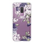 La Coque Francaise - Coque Silicone Compatible Samsung Galaxy S9 Plus - Protection Intégrale 360, Fine et Transparente - Coque Avant & Arrière - Haute Résistance - Pivoines Violettes