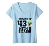 Womens 43rd Birthday Tennis 43 Years Old Tennis Player Birthday V-Neck T-Shirt