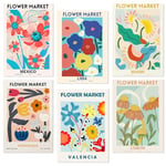 LIMITADA 6 Pcs Affiche Fleurs Vintage, Poster Aesthetic Vintage 30*21cm, Affiches Decoration Murale, Poster Floral en Toile, Affiche Murale Vintage, Affiche Rétro Flower Market, pour Déco Pièce Salon