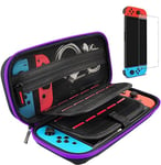 daydayup Switch Case and Tempered Glass Screen Protector Compatible with Nintendo Switch - Deluxe Hard Shell Travel Carrying Case, Pouch Case for Nintendo Switch Console & Accessories (Purple)