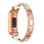 Fitbit Charge 3/4 Smalt länkarmband med glittrande stenar, roséguld