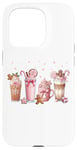 iPhone 15 Pro Ginger Man Cookies Christmas Coffee Latte Pink Xmas Season Case