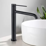 Robinet de Lavabo Noir Mat Mitigeur Salle de Bain Bec Haut pour Vasque Robinet Salle de Bain Pivotant 360° Robinetterie en Inox SS304 Design Moderne