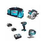 MAKITA Kit 18V MSB3P2B (DJV180 + DSS610 + DTD152 + 2 x 5,0 Ah + DC18RC + Trolley)