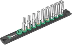 Wera 05005410001 Barre magnétique pour douilles, A Deep 1, Jeu de douilles, 1/4", 9 pièces Noir