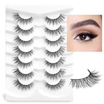 Onlyall Natural Lashes Wispy Lashes Natural Look False Eyelashes Natural Flared Eyelashes False Eye Lashes Soft Fluffy Lashes 7 Pairs D6 Volume(8MM-13mm)