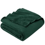 EHEYCIGA Fleece Blanket Dark Green Throws for Sofas Large Fluffy Warm Soft Blanket for Bed Settees Armchairs, Fit All Season, Queen, 220x240cm