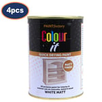 Paint Factory White Matt Paint Tin For Interior Exterior Quick Drying 300ml 4Pcs