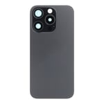 Glass Back For iPhone 15 Pro Black Titanium Battery Door Plain No Logo