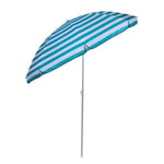 Edco Camp Active Parasol - Balcony Parasol - Sun Protection with Lace Diameter 170 cm - Sun Protection 2 m High - Blue/White Striped, blue