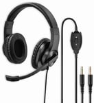 Hama Casque Micro de bureau 'HS-P 300' (casque Micro perche flexible, filaire, pour PC, réunion en visio, confcall, stéréo, 2 connexions Jack 3.5mm) Noir