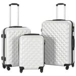 Hardcase Trolley Luggage Set 3 suitcases on Castors ABS Fabric Lining Silver