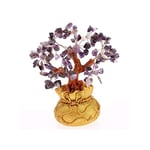 Lachineuse - Arbre Feng Shui en Amethyste Mauve - Arbre de Fortune 17 cm - Décoration Asiatique Japonais - Arbre de Fortune avec Support Doré - Déco Asiatique Pierres Précieuses - Objet Japonais Zen