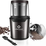 LINKchef Coffee Grinder Electric and Spice Grinder, Herb Grinder, Coffee Bean Grinder, Wet and Dry Grinder With 1 Removable Stainless Steel Bowl, Max 80g Capacity, 12 Cups Coffee, Black