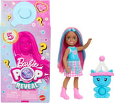 Barbie Chelsea Pop Reveal Doll Set, Shakes Series with 5 Surprises Including Scented Small Doll, Pop-It Pet & Color Change (Styles May Vary), JCN89