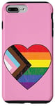 Coque pour iPhone 7 Plus/8 Plus Progress Pride Drapeau arc-en-ciel en forme de cœur Rose