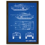 Artery8 M1 Abrams American Main Battle Tank Blueprint Plan Artwork Framed Wall Art Print A4