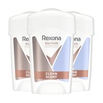 REXONA - Déodorant Femme Clean Scent - Stick Anti-transpirant - 3x plus efficace contre la transpiration - Protection 96h - (lot de 3x45ml)