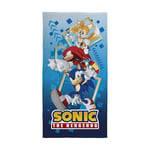 Character World Serviette officielle Sonic le hérisson pour enfants | Toucher super doux, design rebondissant | Parfait pour la maison, le bain, la plage et la piscine | Taille unique 70 cm x 140 cm |