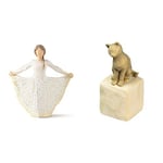 Willow Tree Butterfly Figurine, Resin Cream, 65 x 145 x 165 cm & Tree Love My Cat Figurine, RESIN Multi-Colour, 3 x 3 x 7.5 cm