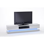 Pegane - Meuble tv avec led multicouleur coloris laqué blanc brillant - L180 x H36 x P39 cm